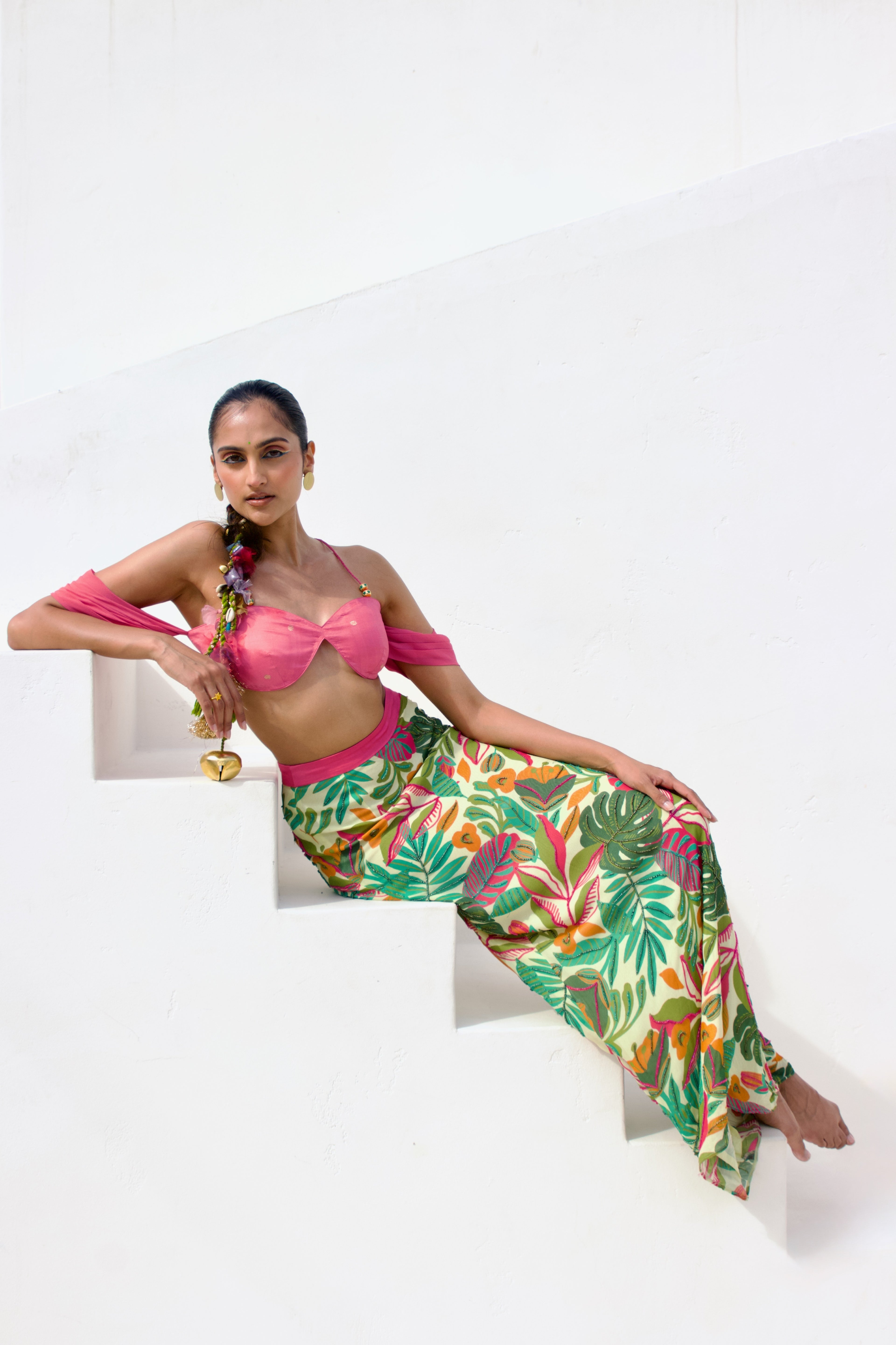 Banarasi Cold Shoulder Top