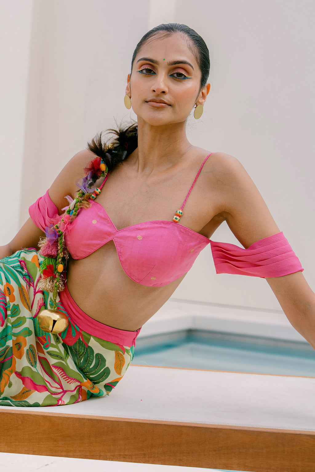 Banarasi Cold Shoulder Top