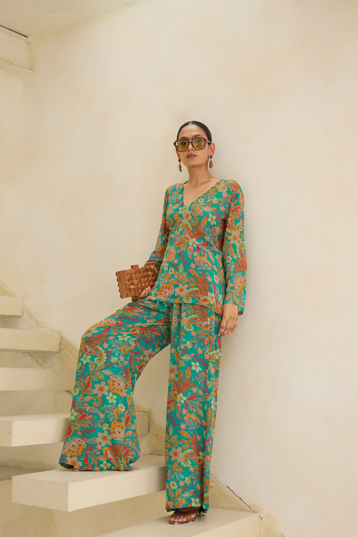 Flora Printed Silk Georgette Wrap Top