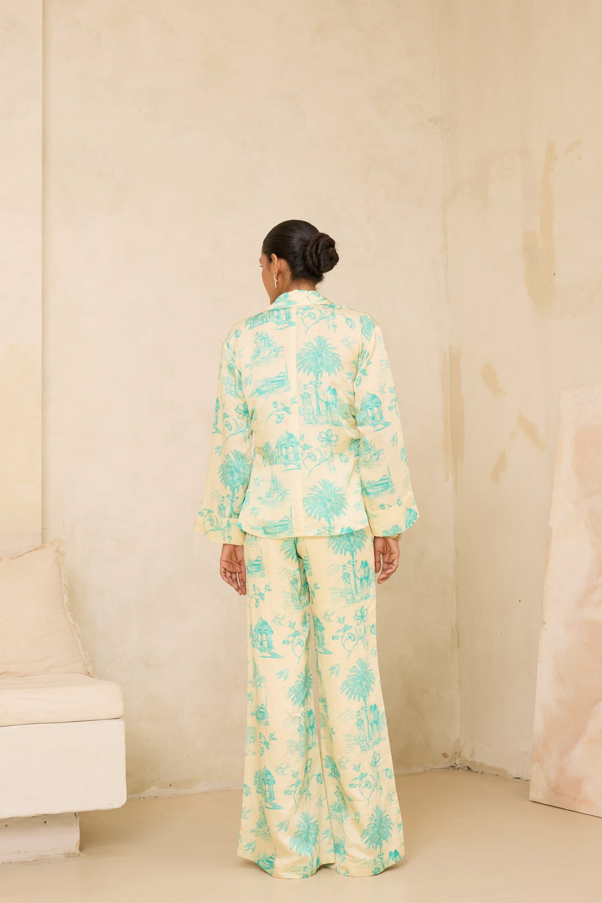 Silk Linen Daydreams Printed Button Down Top