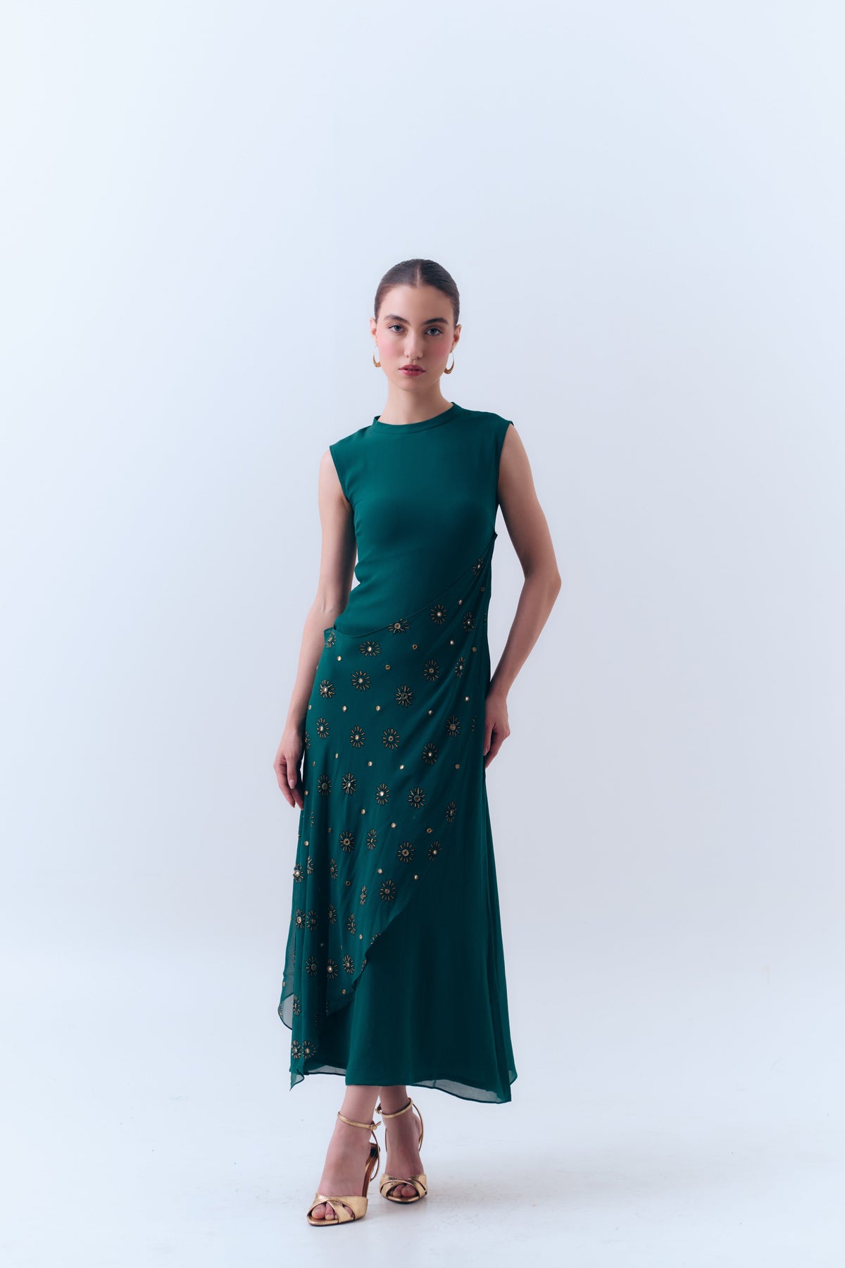 Sunbloom Mirror Wrap Dress in Silk Georgette