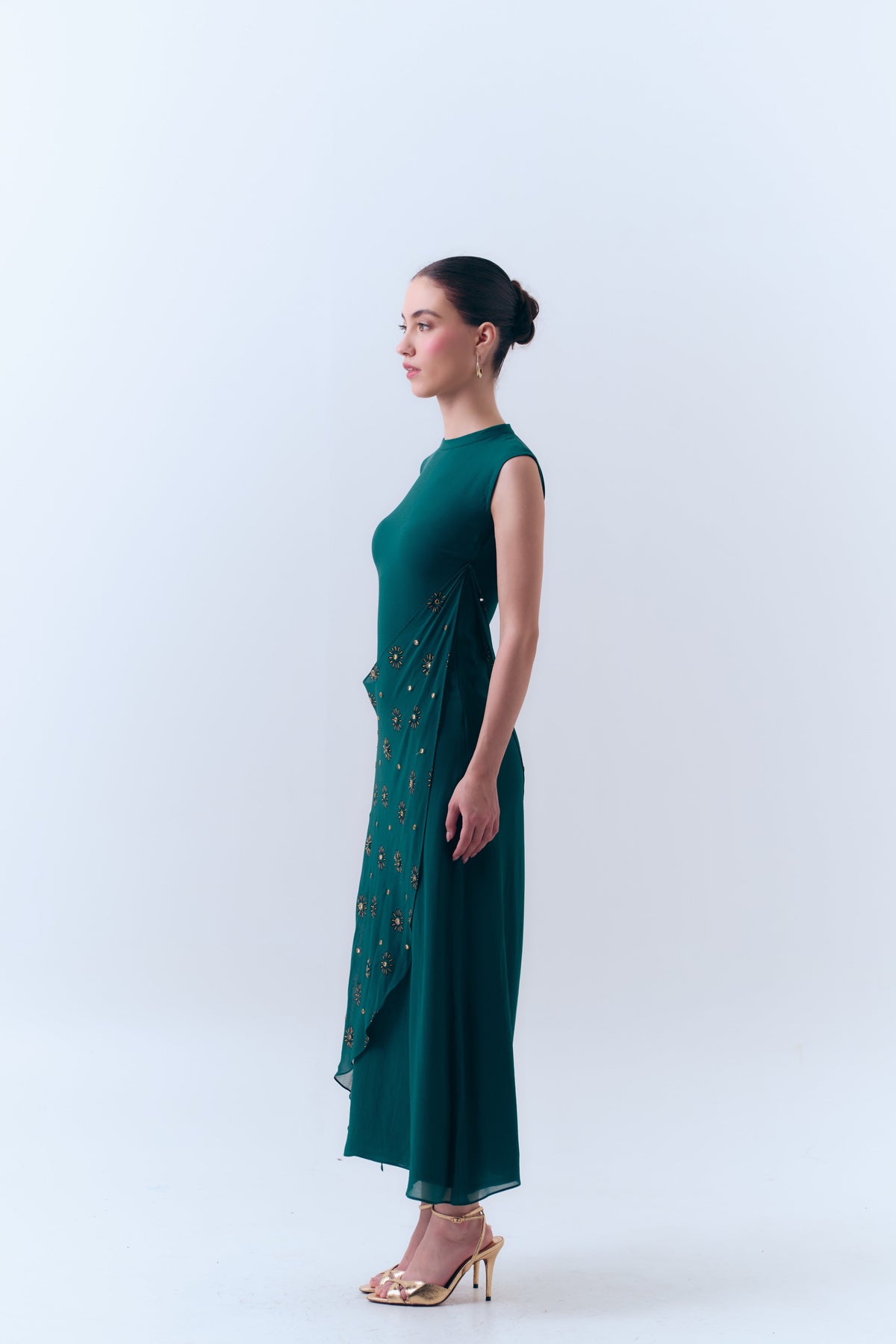 Sunbloom Mirror Wrap Dress in Silk Georgette