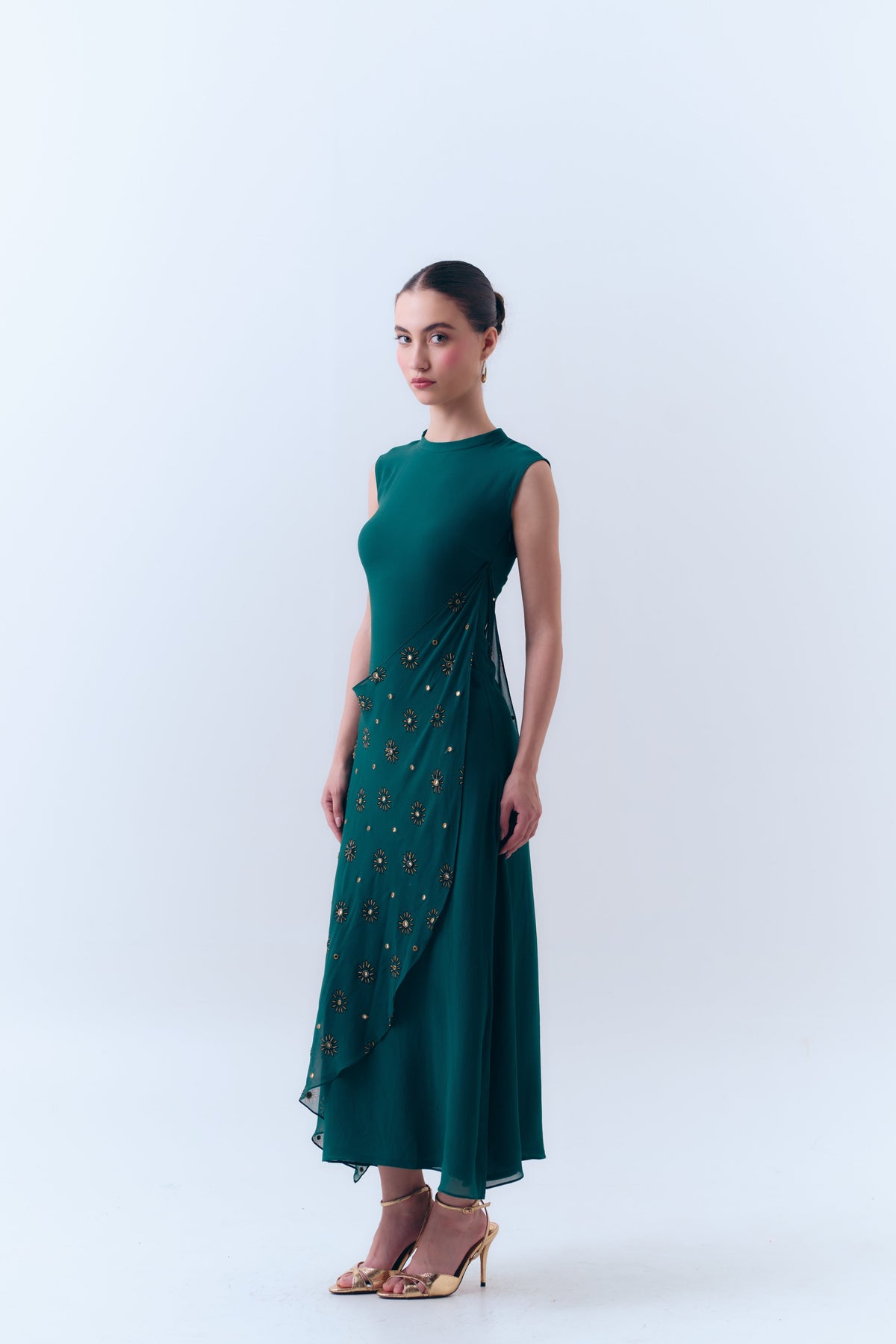 Sunbloom Mirror Wrap Dress in Silk Georgette
