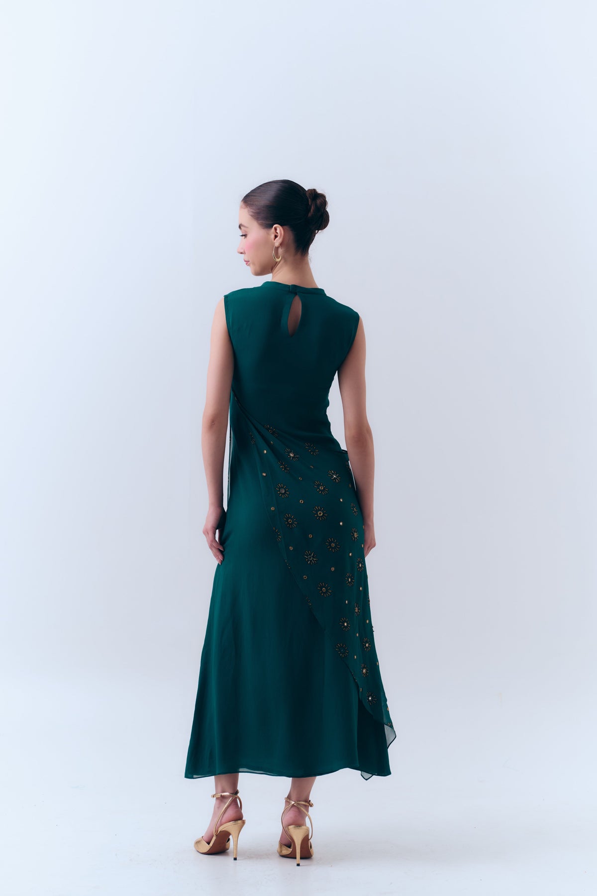 Sunbloom Mirror Wrap Dress in Silk Georgette