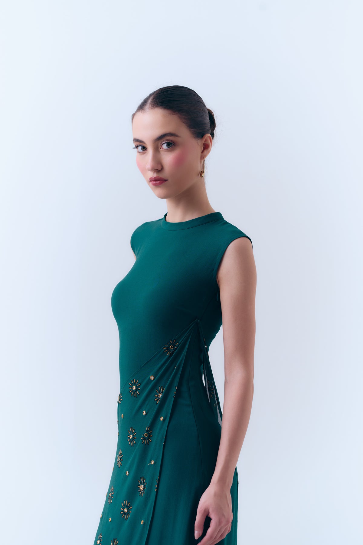 Sunbloom Mirror Wrap Dress in Silk Georgette