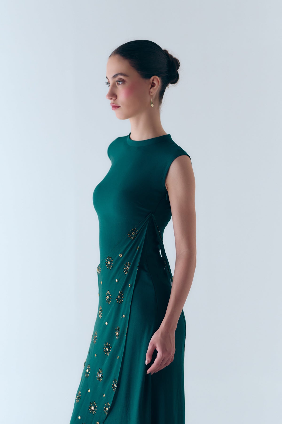 Sunbloom Mirror Wrap Dress in Silk Georgette