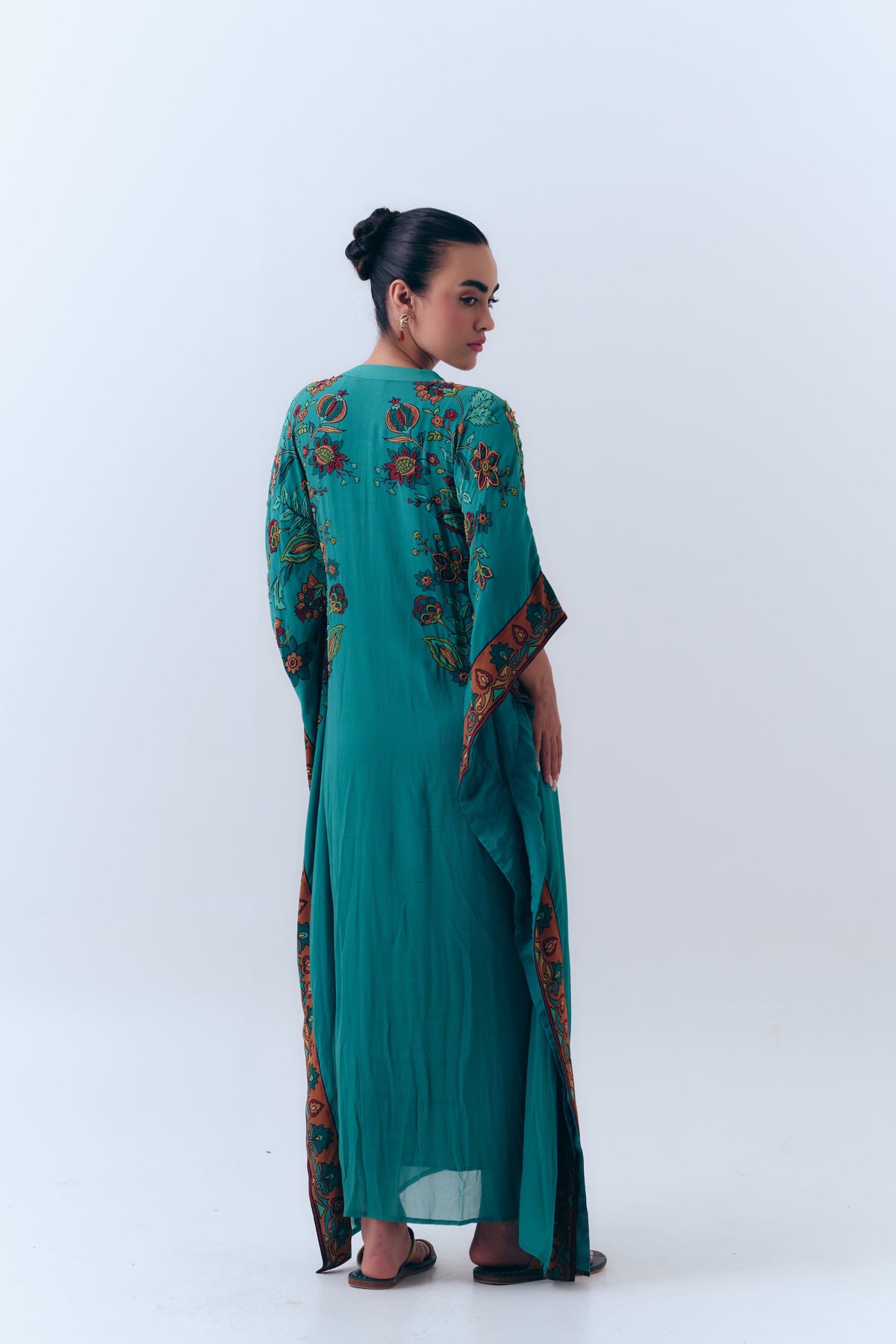 Silk Georgette Floral Beaded Square Kaftan