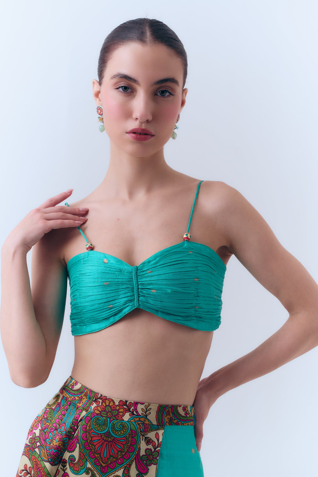 Handwoven Banarasi Pleated Bra Top