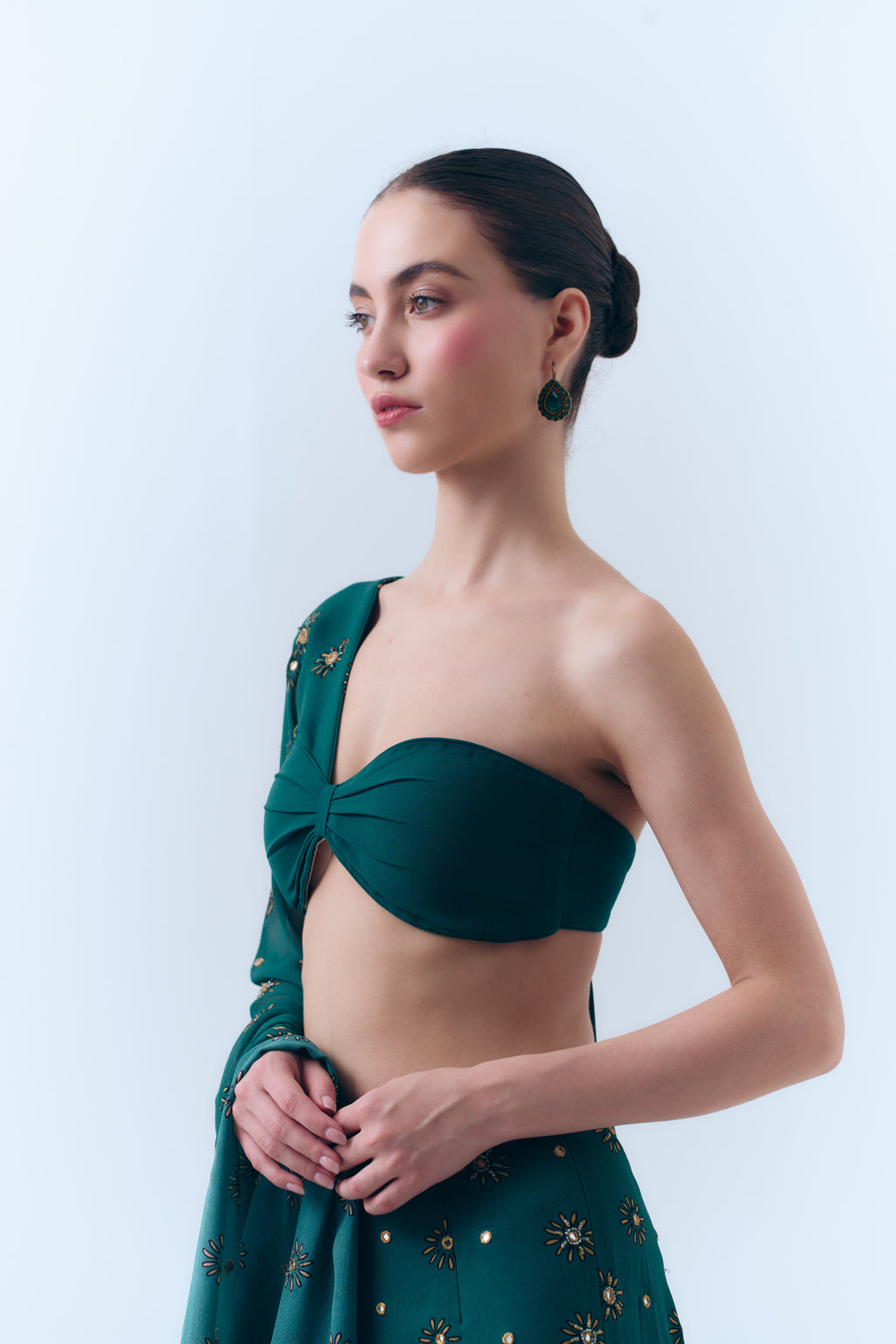 Sunbloom Mirror Butterfly Sleeve Bra Top in Silk Georgette