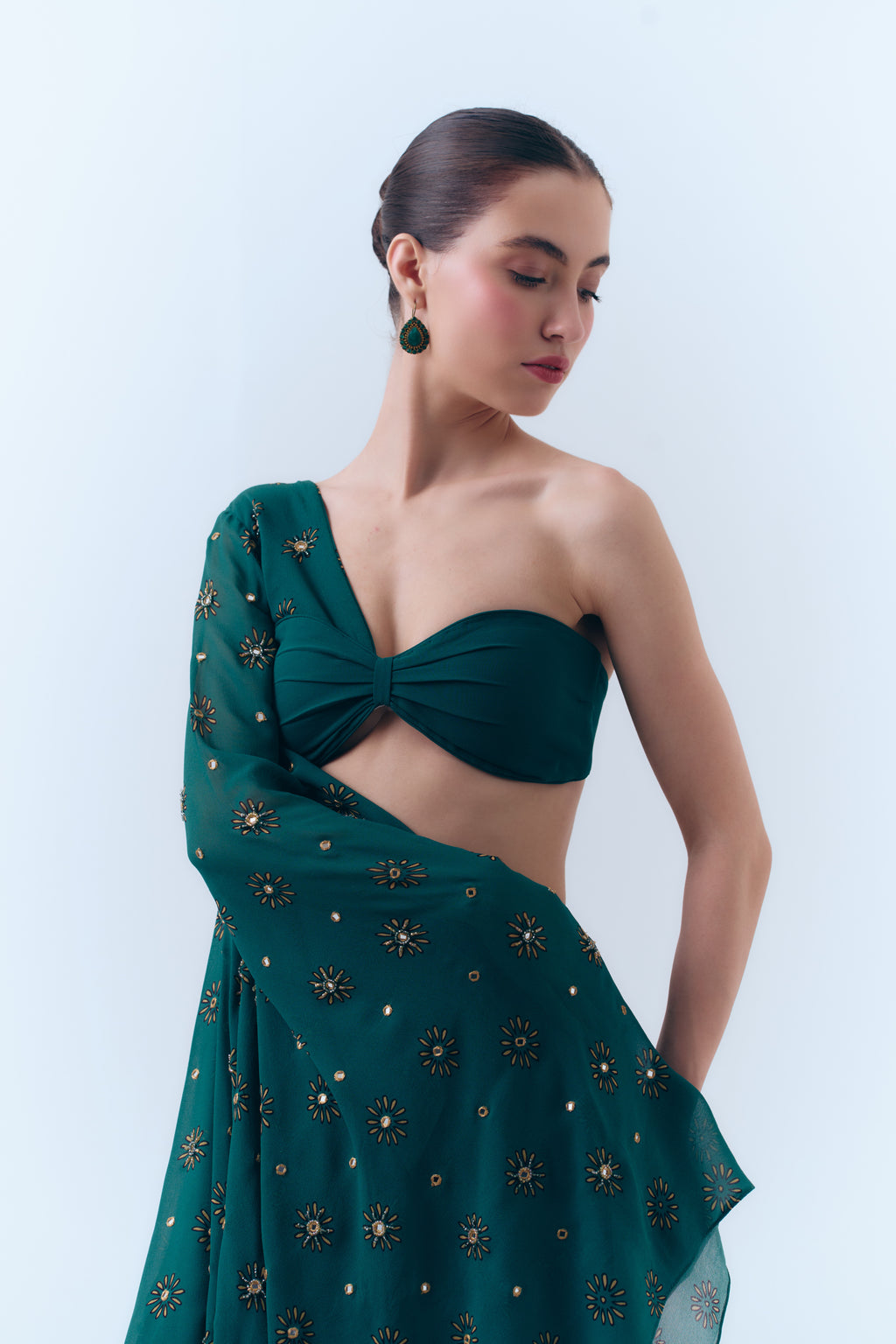 Sunbloom Mirror Butterfly Sleeve Bra Top in Silk Georgette