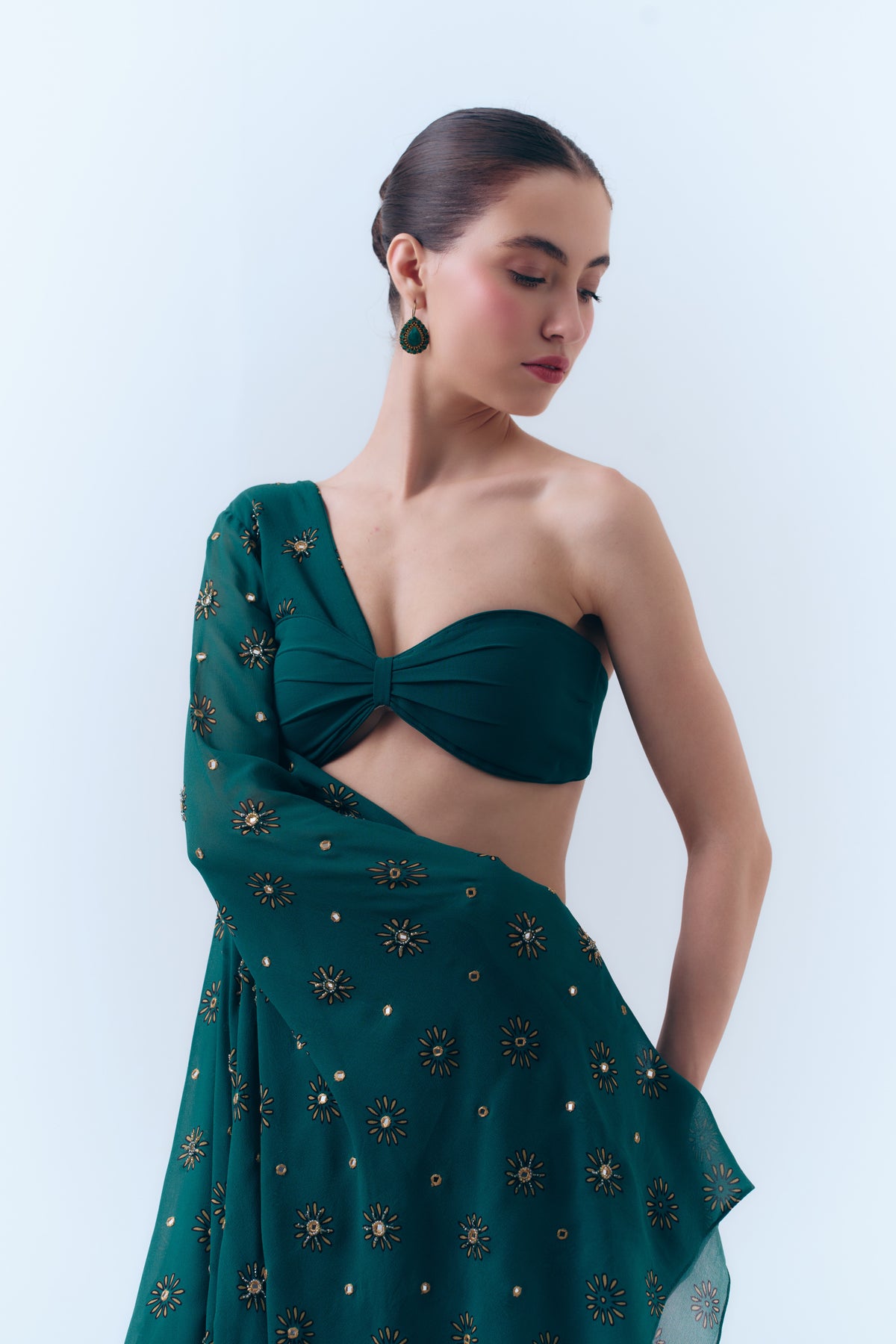 Sunbloom Mirror Butterfly Sleeve Bra Top in Silk Georgette