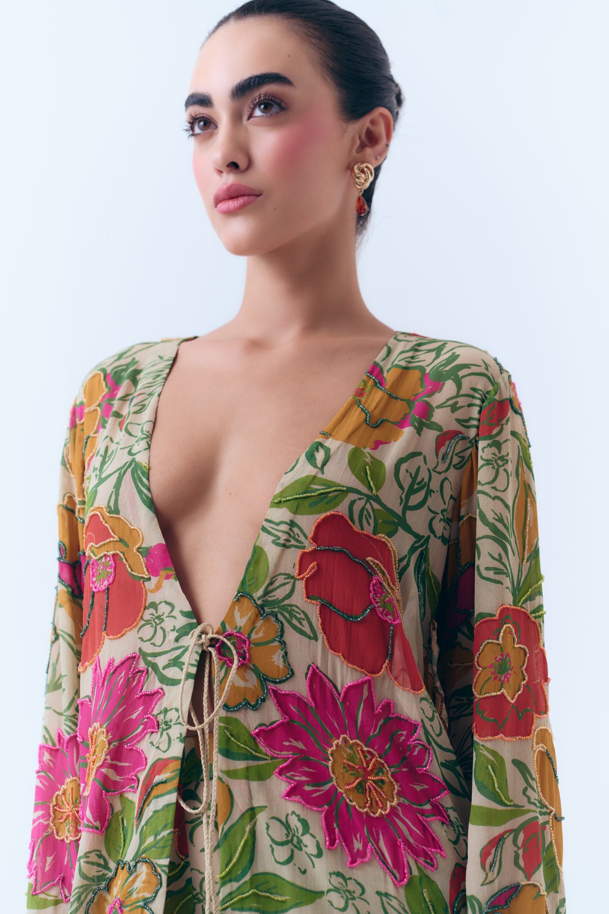 Zinnia Beaded Silk Georgette Pant Set