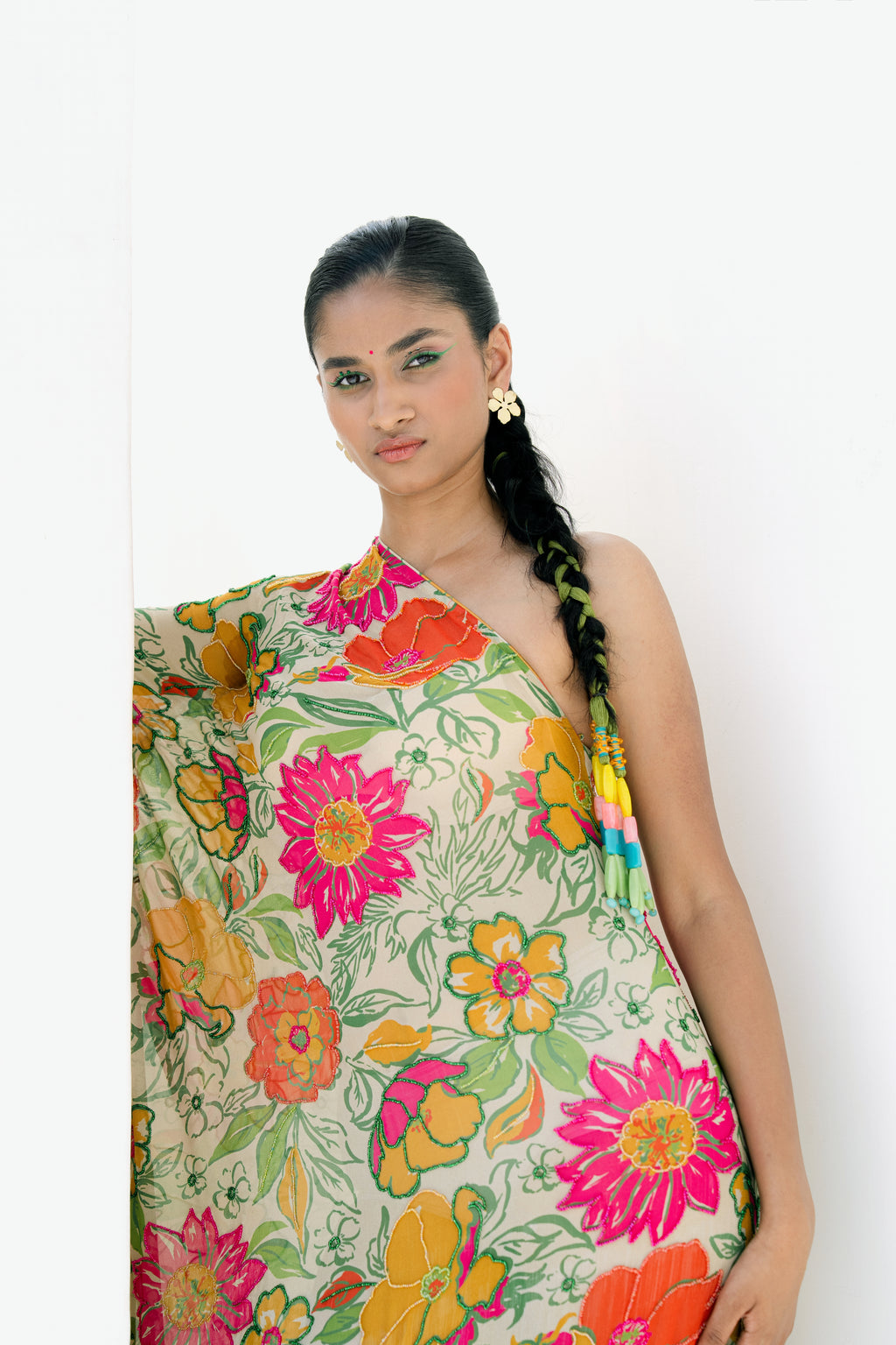 Dana One Shoulder Embroidered Maxi Dress