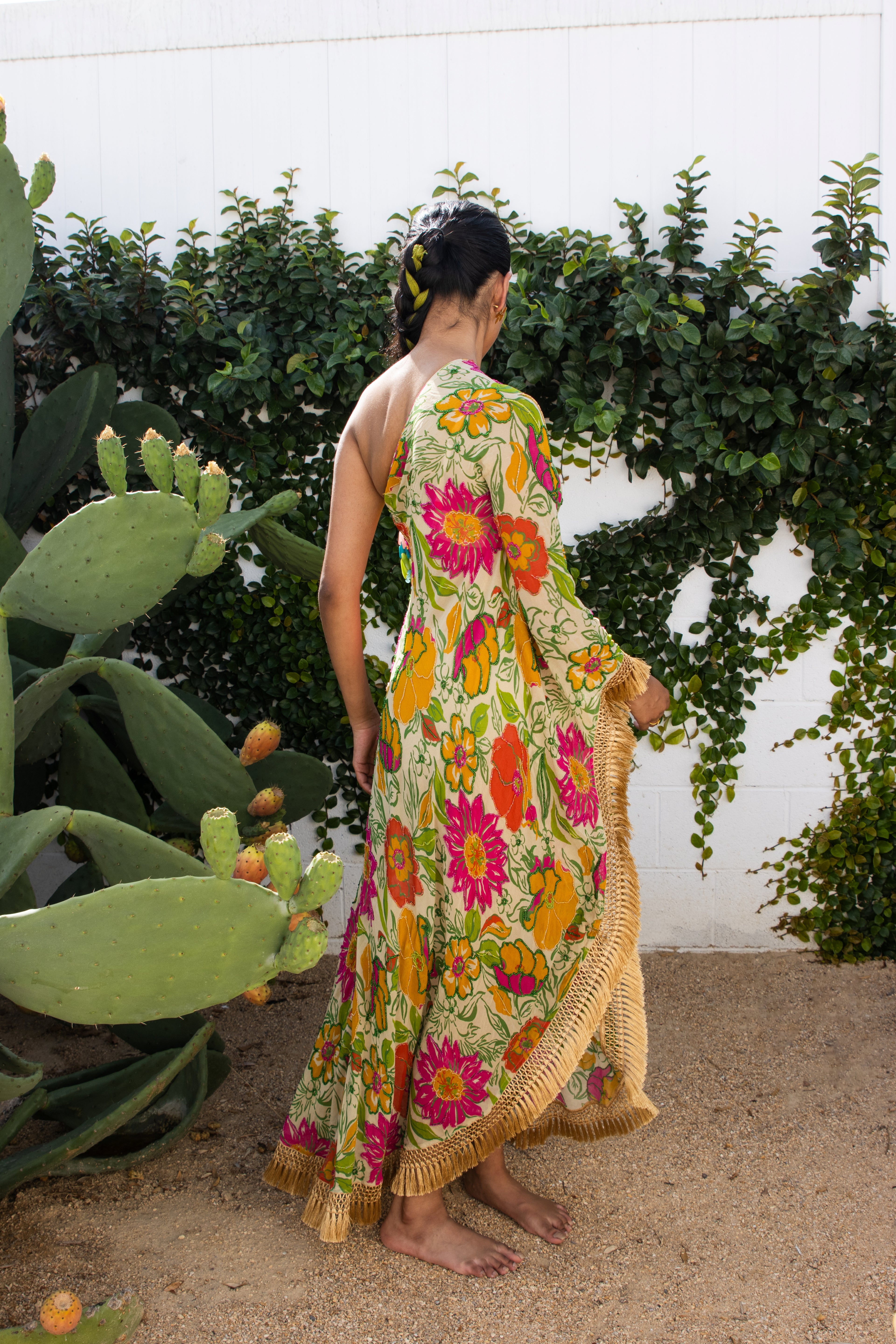 Dana One Shoulder Embroidered Maxi Dress