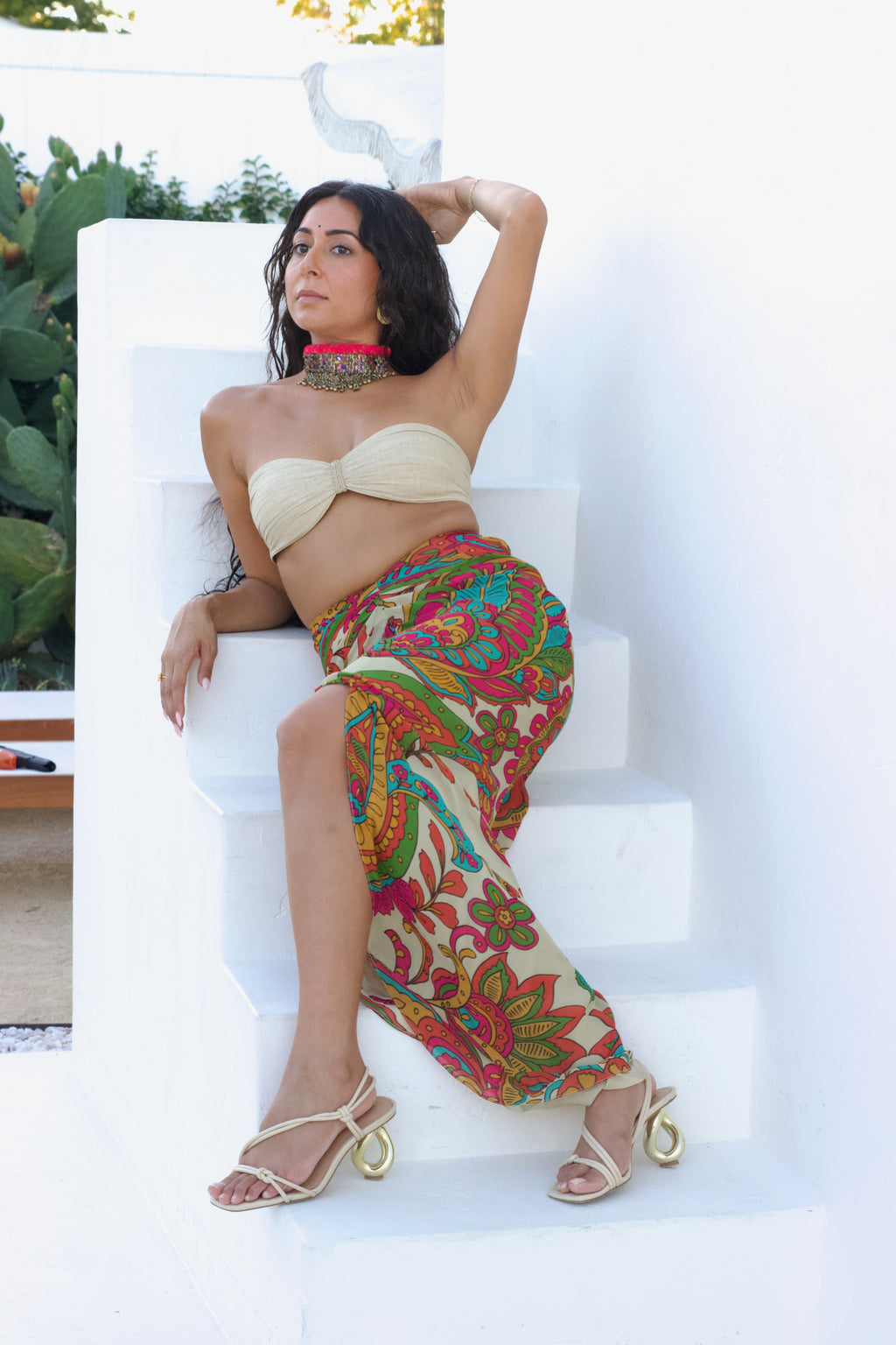 Pegah Paisley Printed Silk Skirt