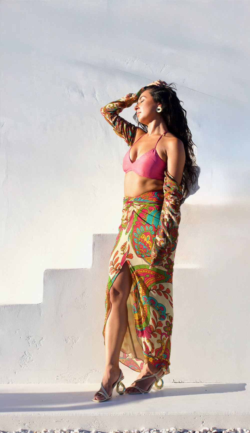 Pegah Paisley Printed Silk Skirt