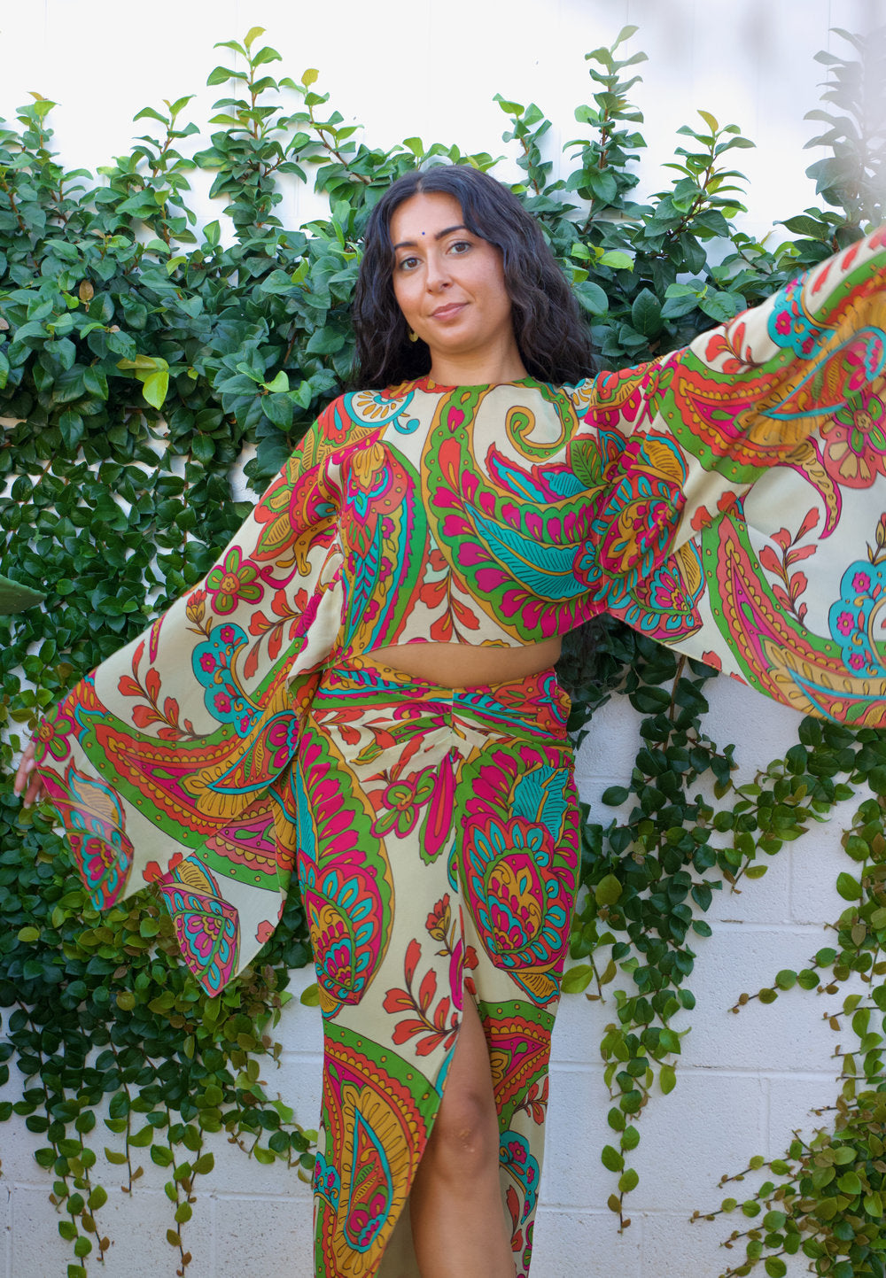 Pegah Paisley Print Cape Top