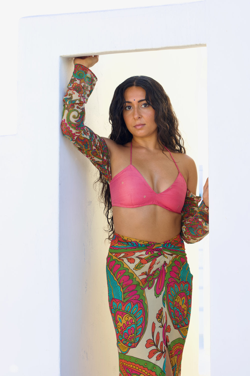 Pegah Paisley Printed Silk Skirt