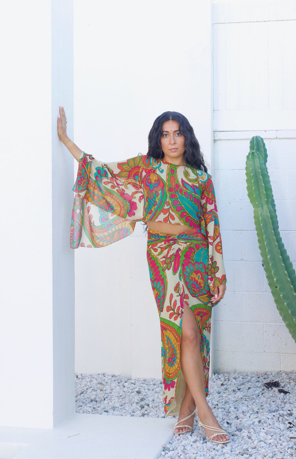 Pegah Paisley Print Cape Top