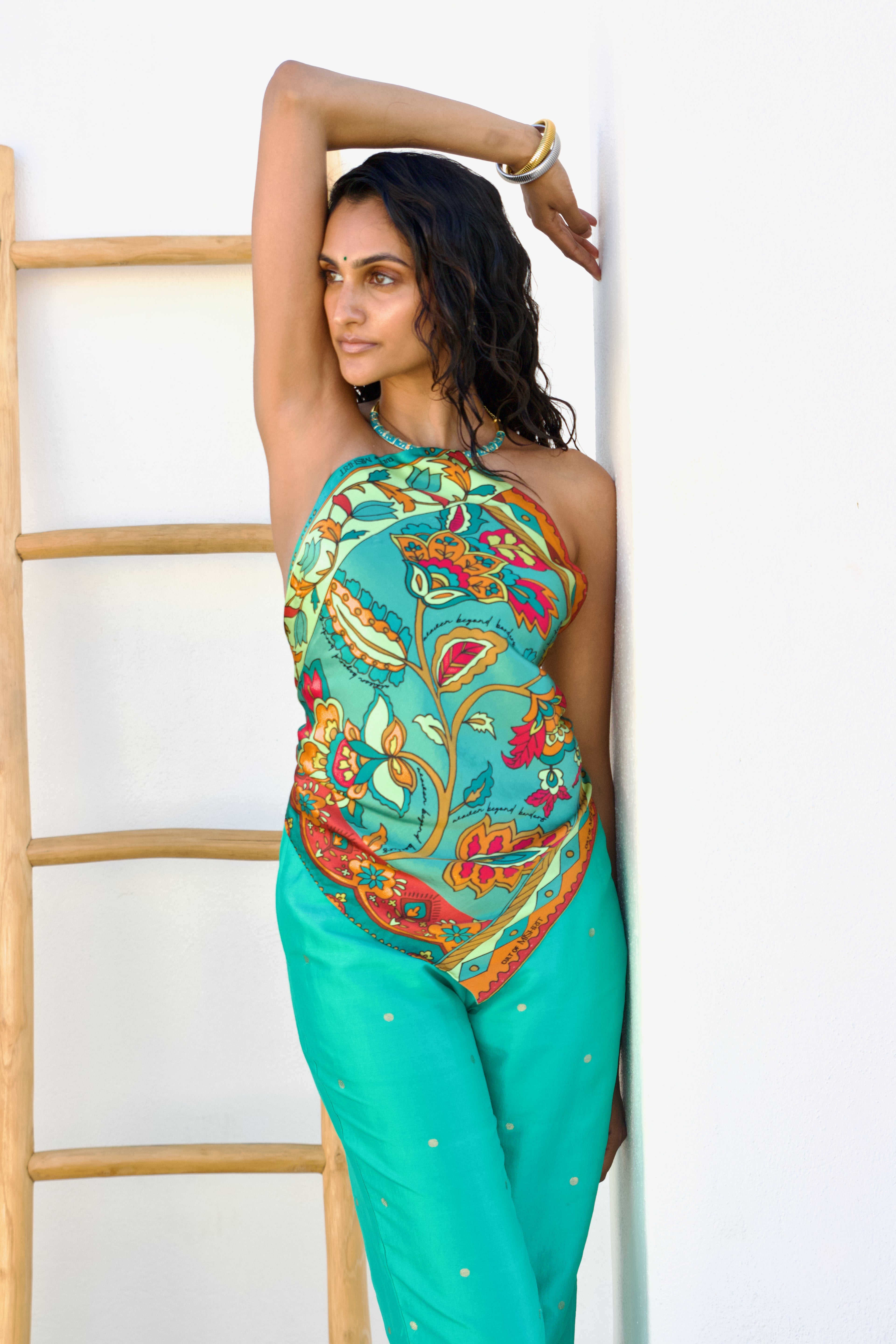 Meenakari Silk Scarf Top