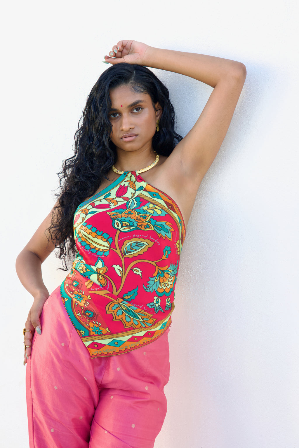 Meenakari Silk Scarf Top