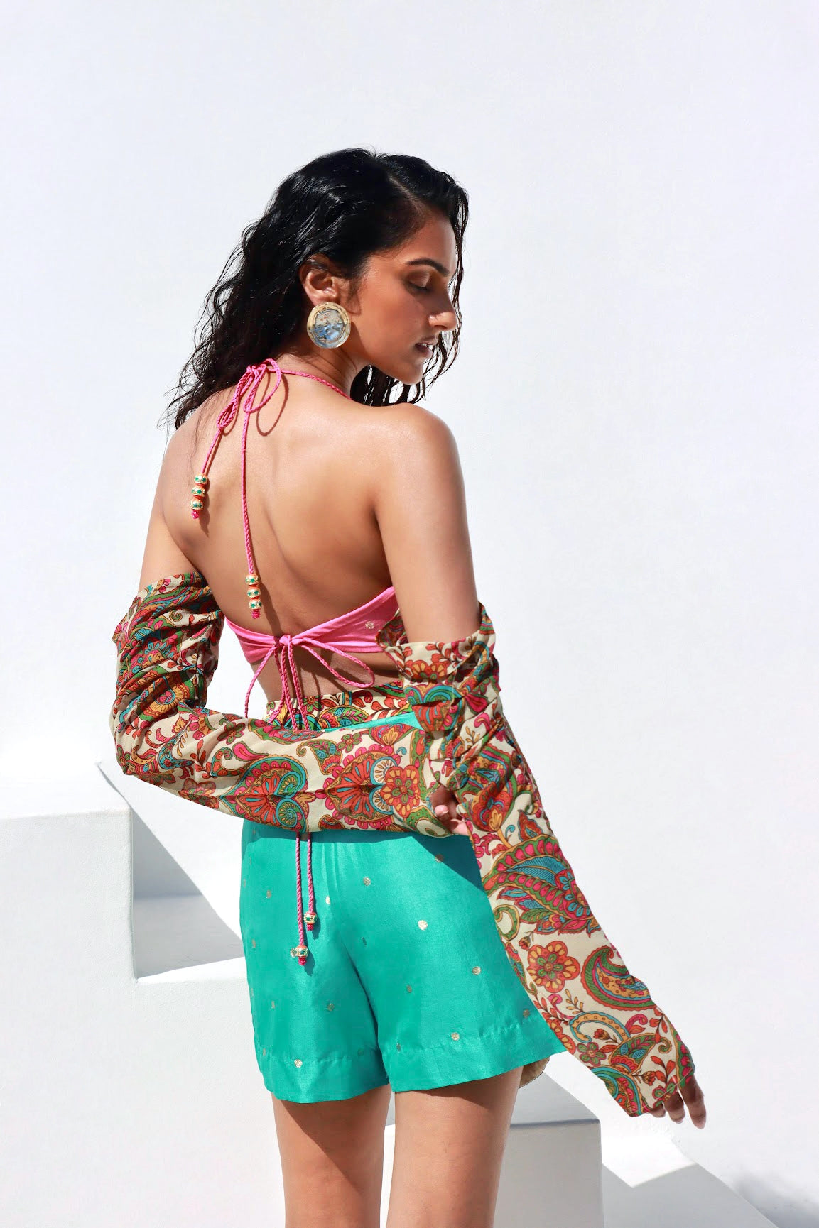 Paisley Cold Shoulder Halter Top