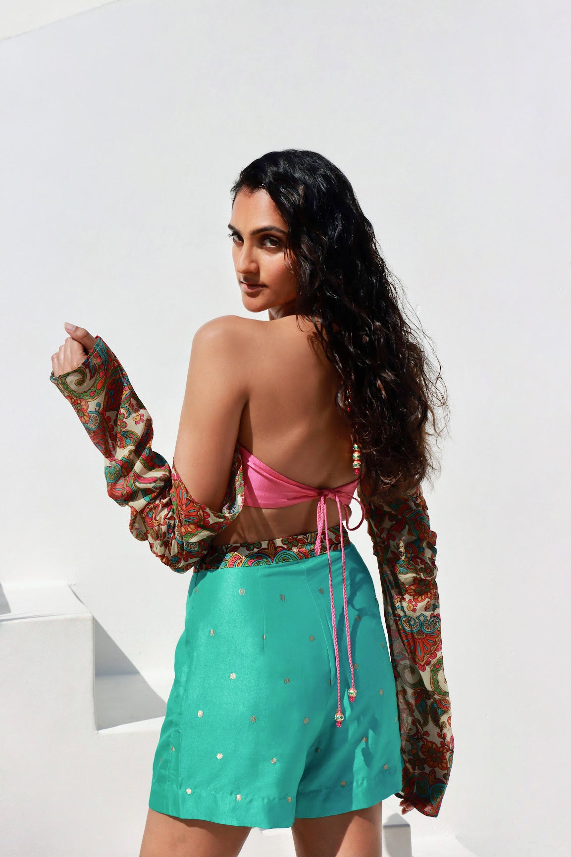 Paisley Cold Shoulder Halter Top