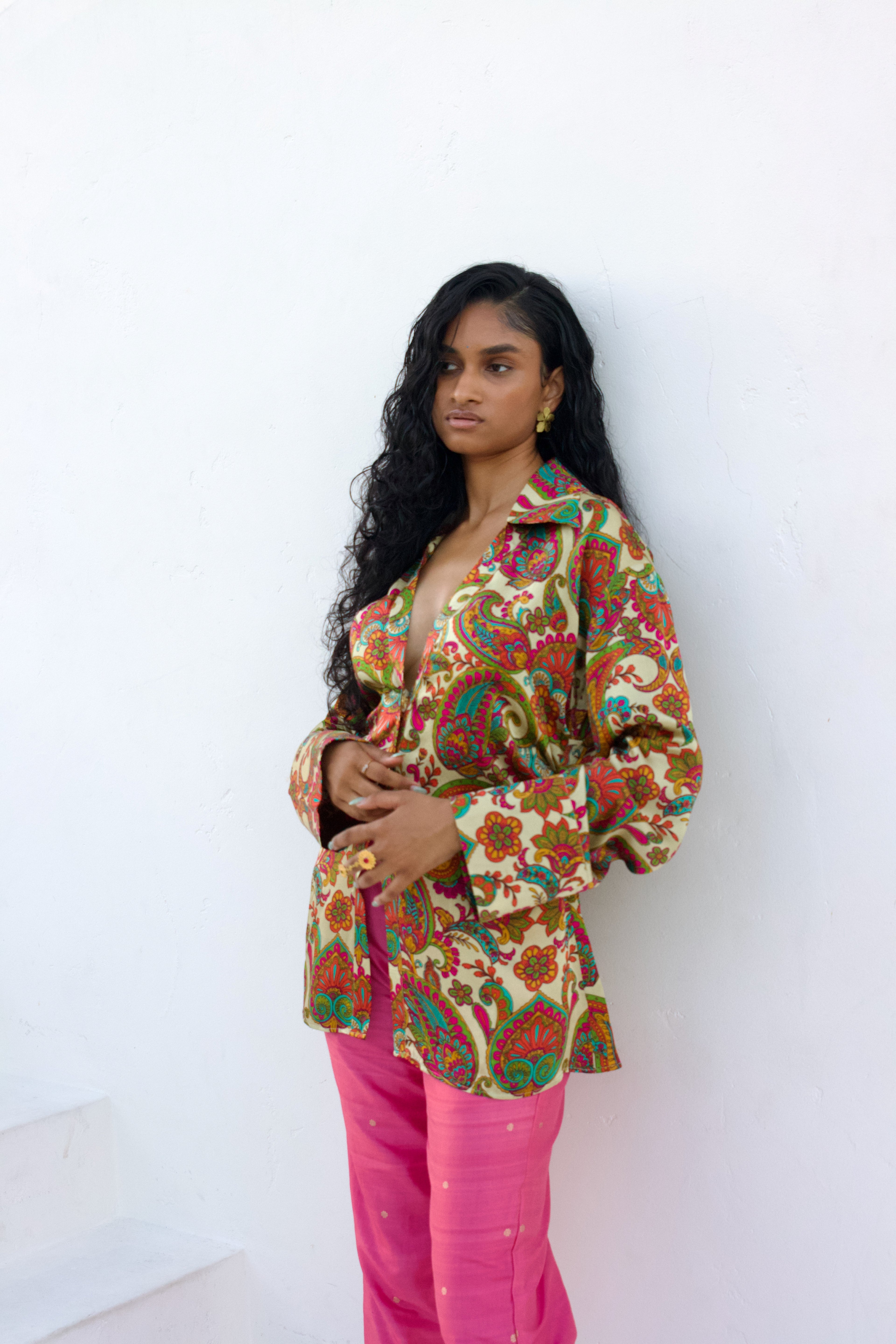 Paisley Silk Button Down