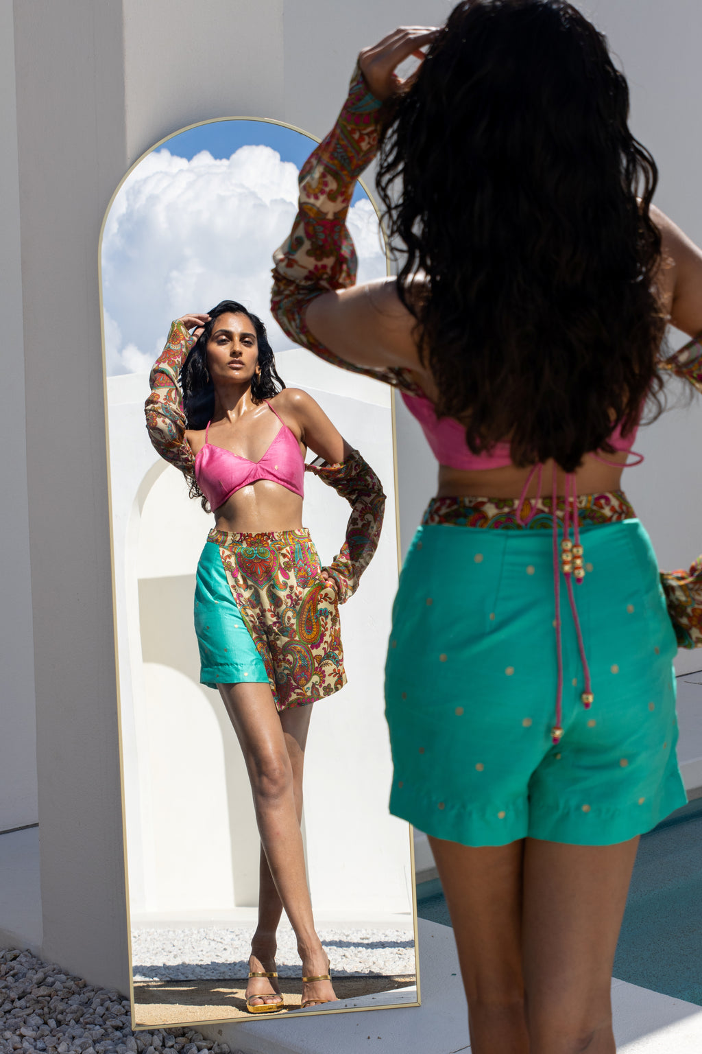 Paisley Silk Wrap Banarasi Skort