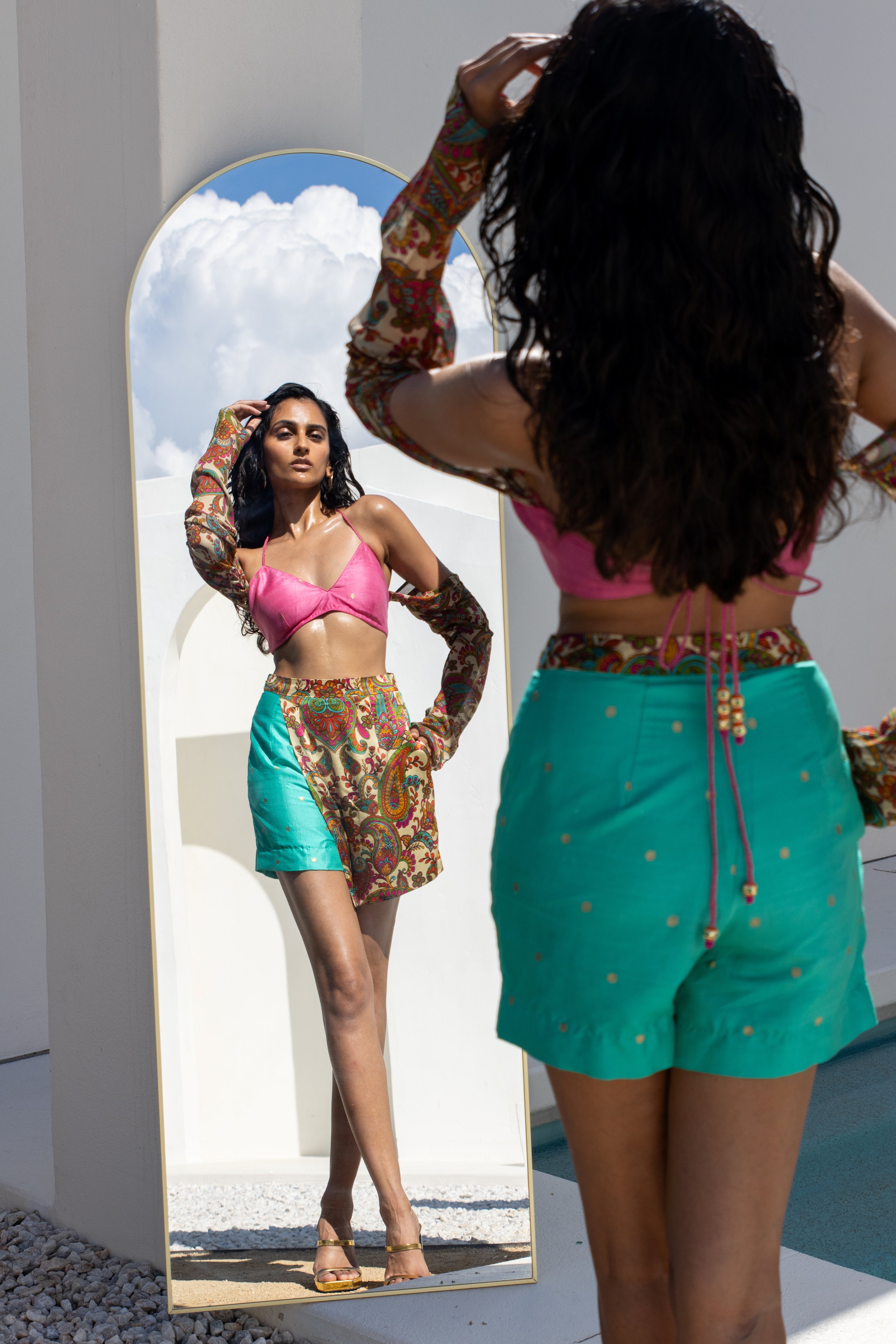 Paisley Silk Wrap Banarasi Skort