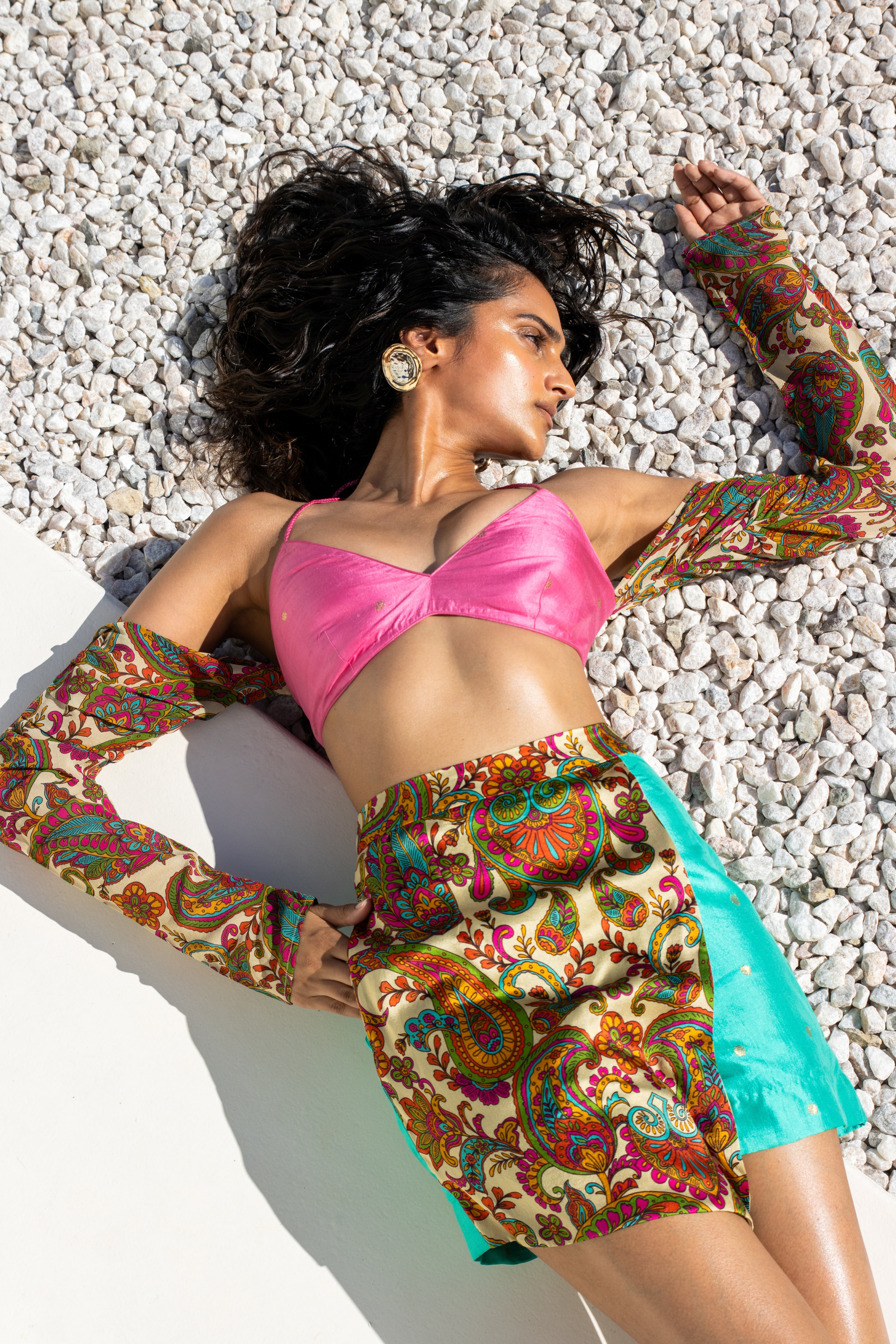 Paisley Silk Wrap Banarasi Skort