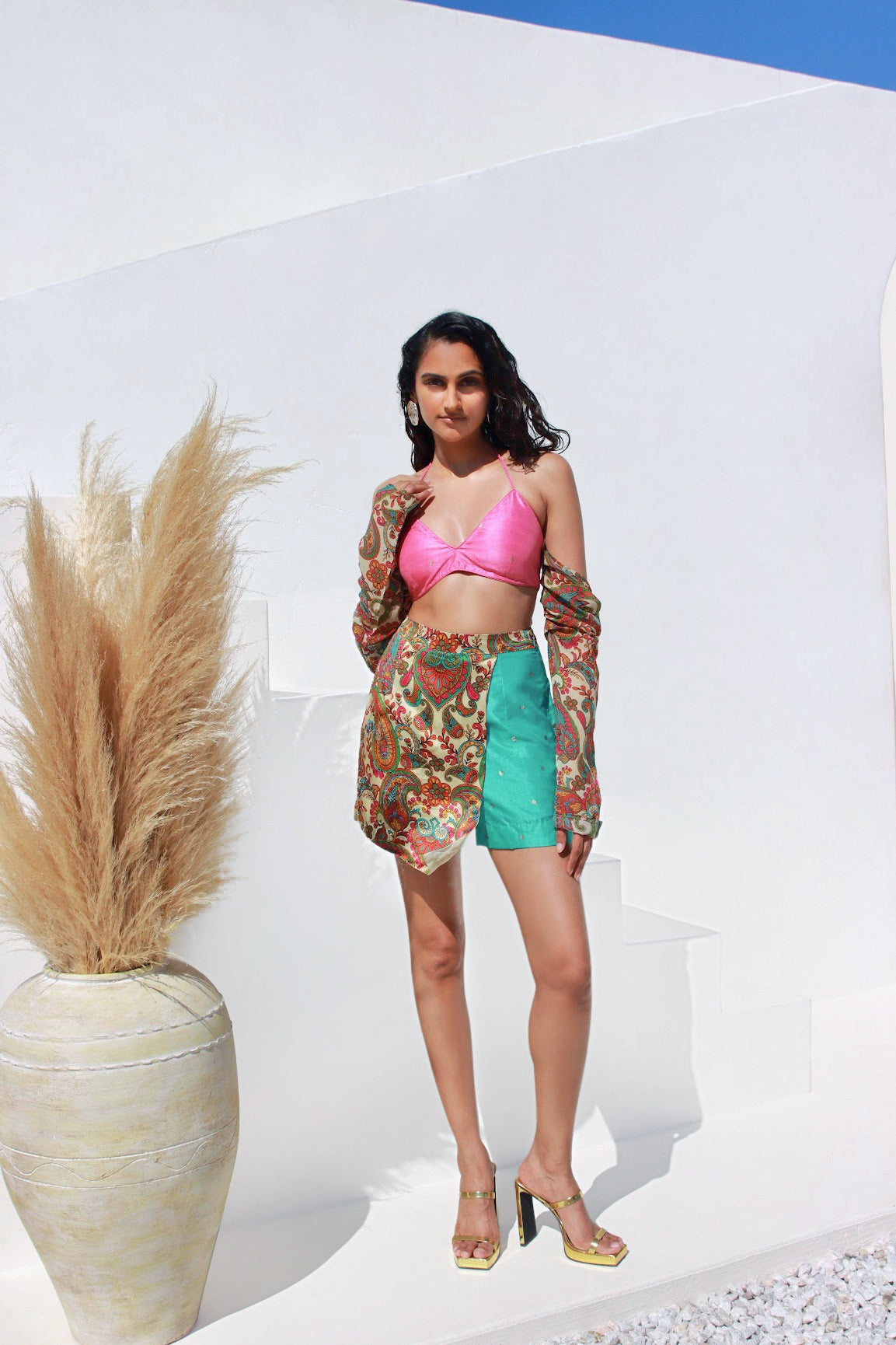 Paisley Silk Wrap Banarasi Skort