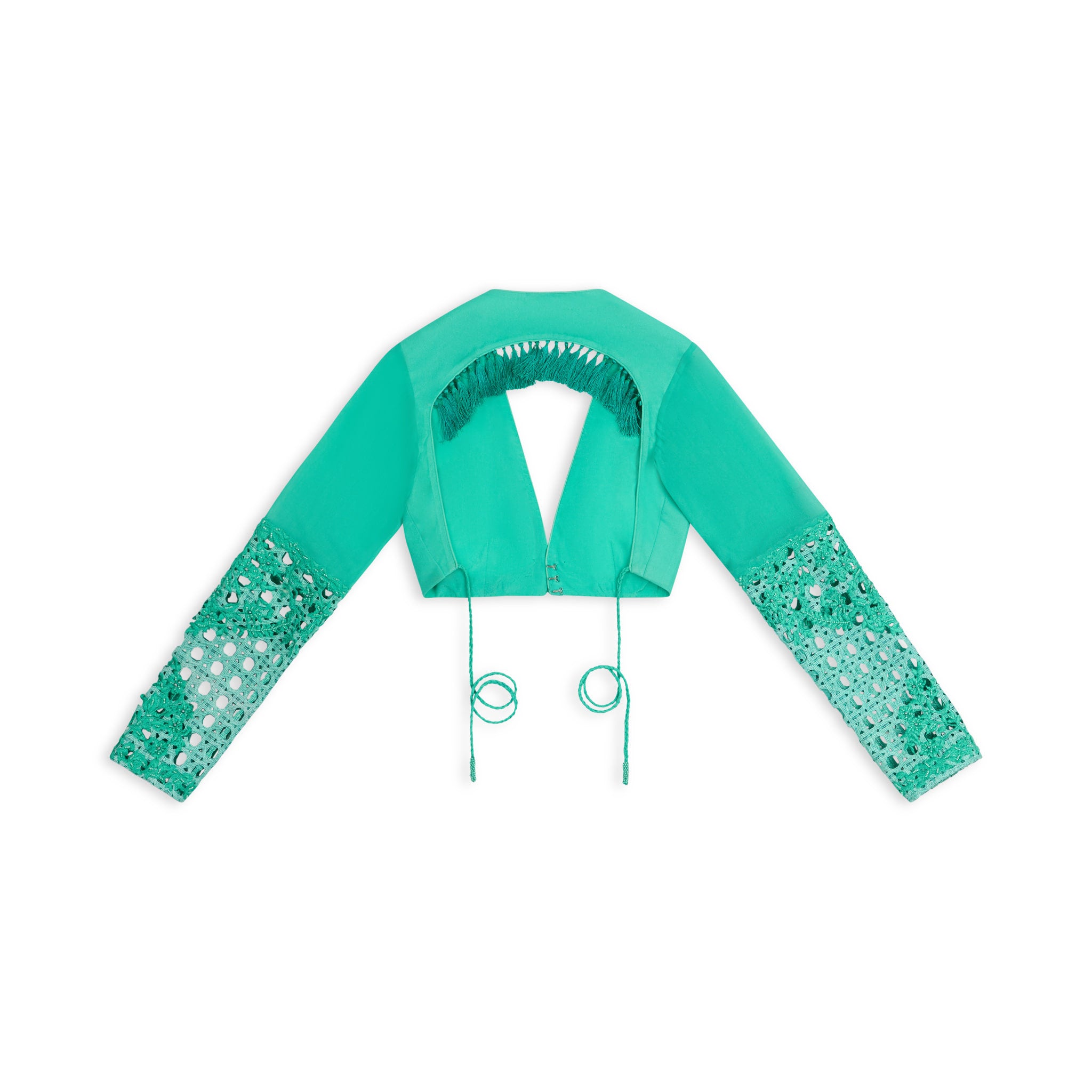 Cutwork Embroidered Sleeve Crop Top