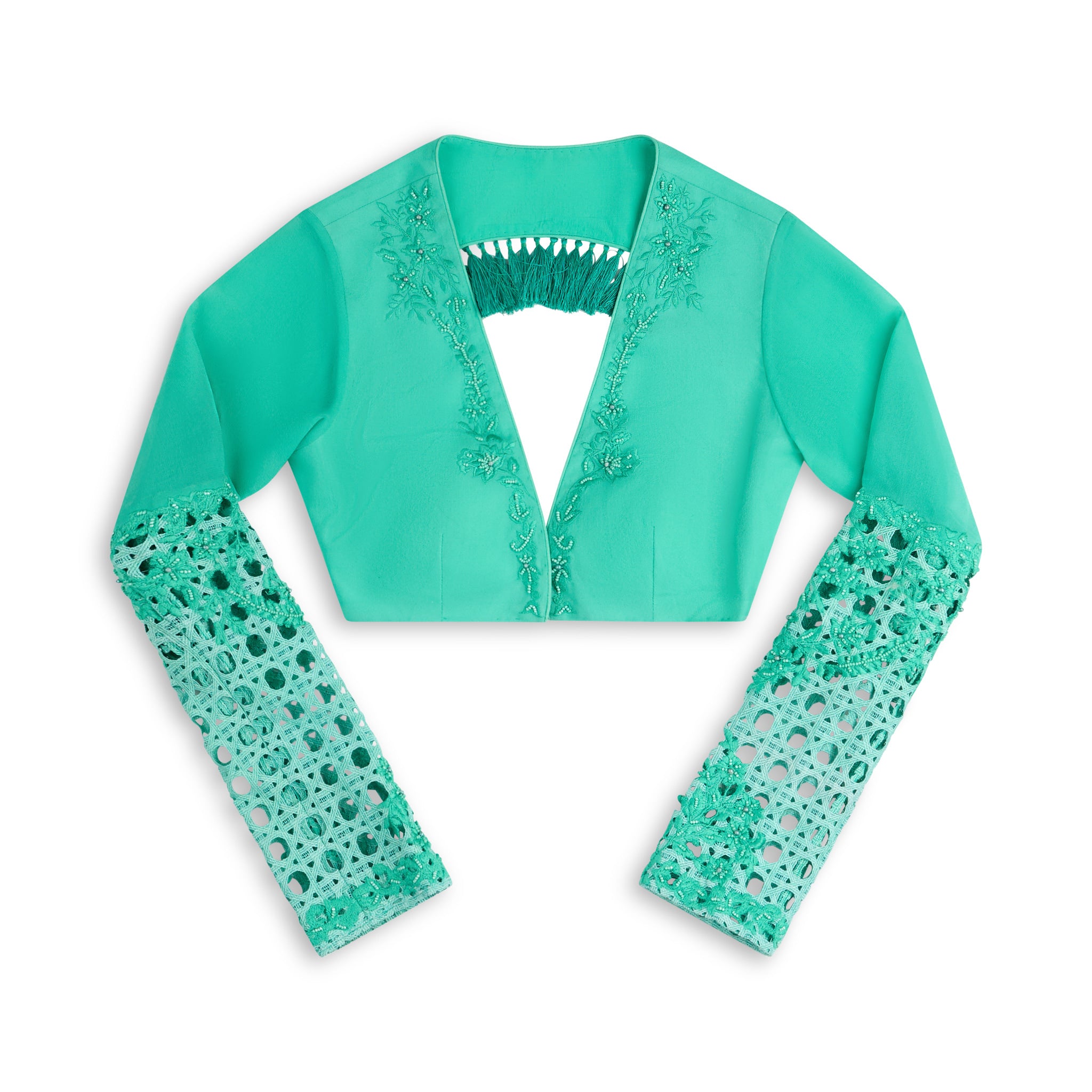 Cutwork Embroidered Sleeve Crop Top